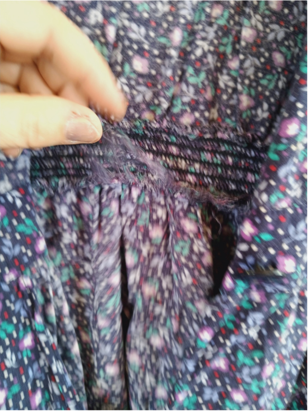 Vintage Dark Floral pinafore wrap dress Grunge 90s Jumper Stuart Alan pockets sm - Picture 11 of 15